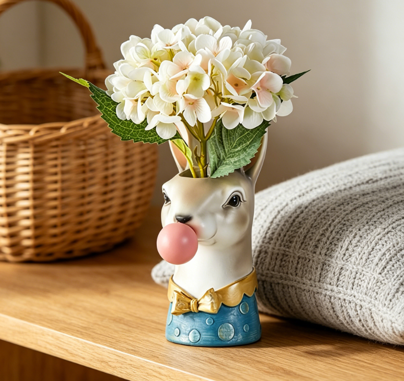 Bubble Art Vase, Animal Head Vase, Modern Home Decor Vase (Plants Not Included) - Rabbit